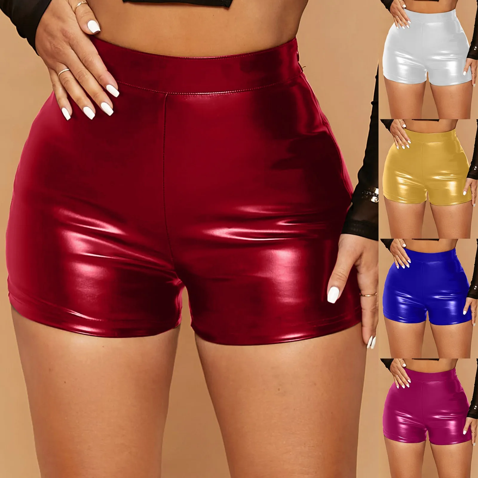 Sexy Nightclub Leather Shorts Women High Waist Bodycon Push Up Black Short Joggers Sports Fitness Womens Sexy Slim Shorts Pant