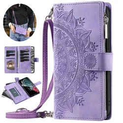 Zipper Wallet Case For Samsung A55 A35 A15 5G CrossBody Leather Flip Case for Samsung Galaxy A54 A34 A14 A05 A04 A05s Funda