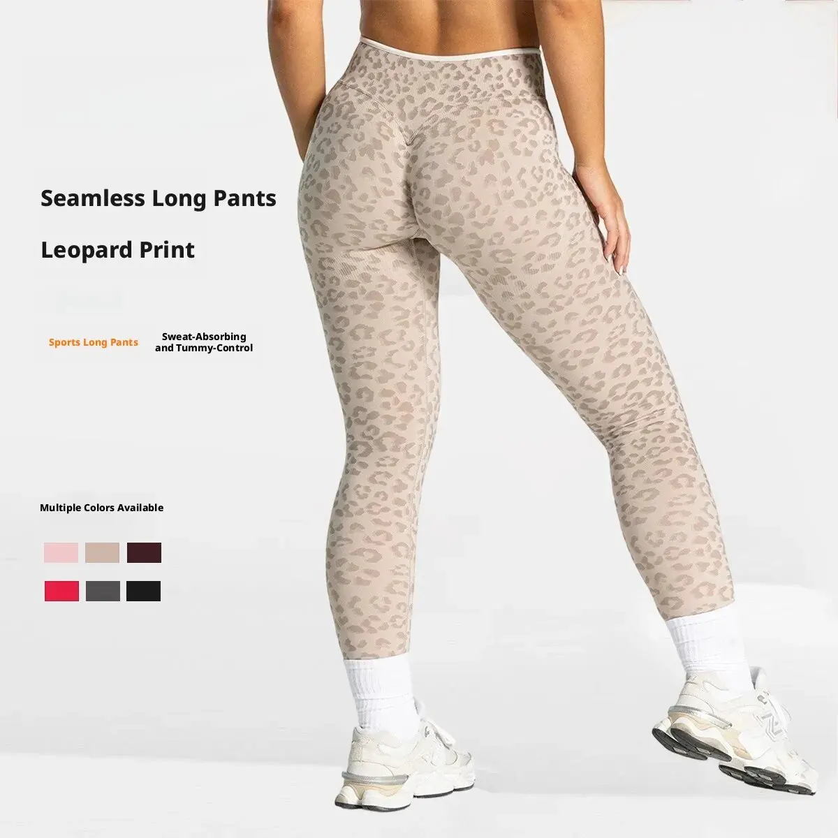 Damen-Yogahose mit kontrastfarbenem Leopardenmuster, hohe Taille, elastisch, hüfthebend, schnell trocknend, atmungsaktiv, Sporthose für Fitnessstudio, Laufen