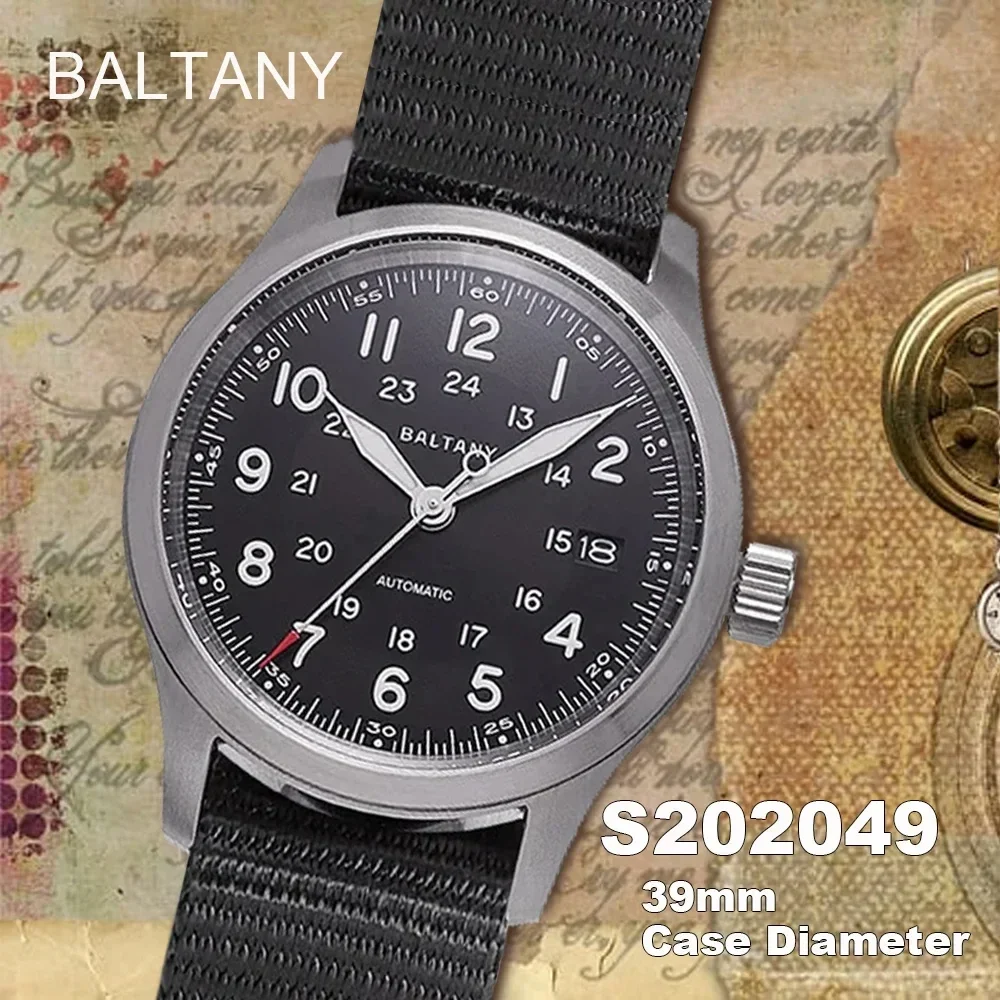 Baltany Military Style Men\'s Automatic Mechanical Watches NH35 Stainless Steel Case Sapphire Glass Waterproof Retro reloj hombre