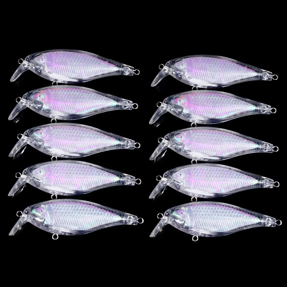 10 Stück Unbemalte Minnow-Köder 9cm 10,9g, DIY Blanko-Laser-Köderkörper, 1m-2m Tauchtiefe Wobbler, Transparenter Crankbait für Barsch- und Hechtangeln