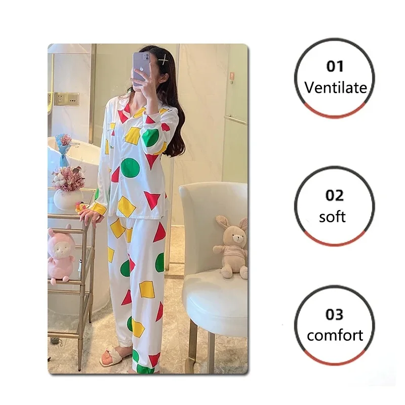 Paar-Modelle, zweiteiliger Pyjama, japanischer Frühling und Herbst, niedlicher Cartoon, langärmelig, für Damen, große Größe, bequemer Heimanzug – Detail 10