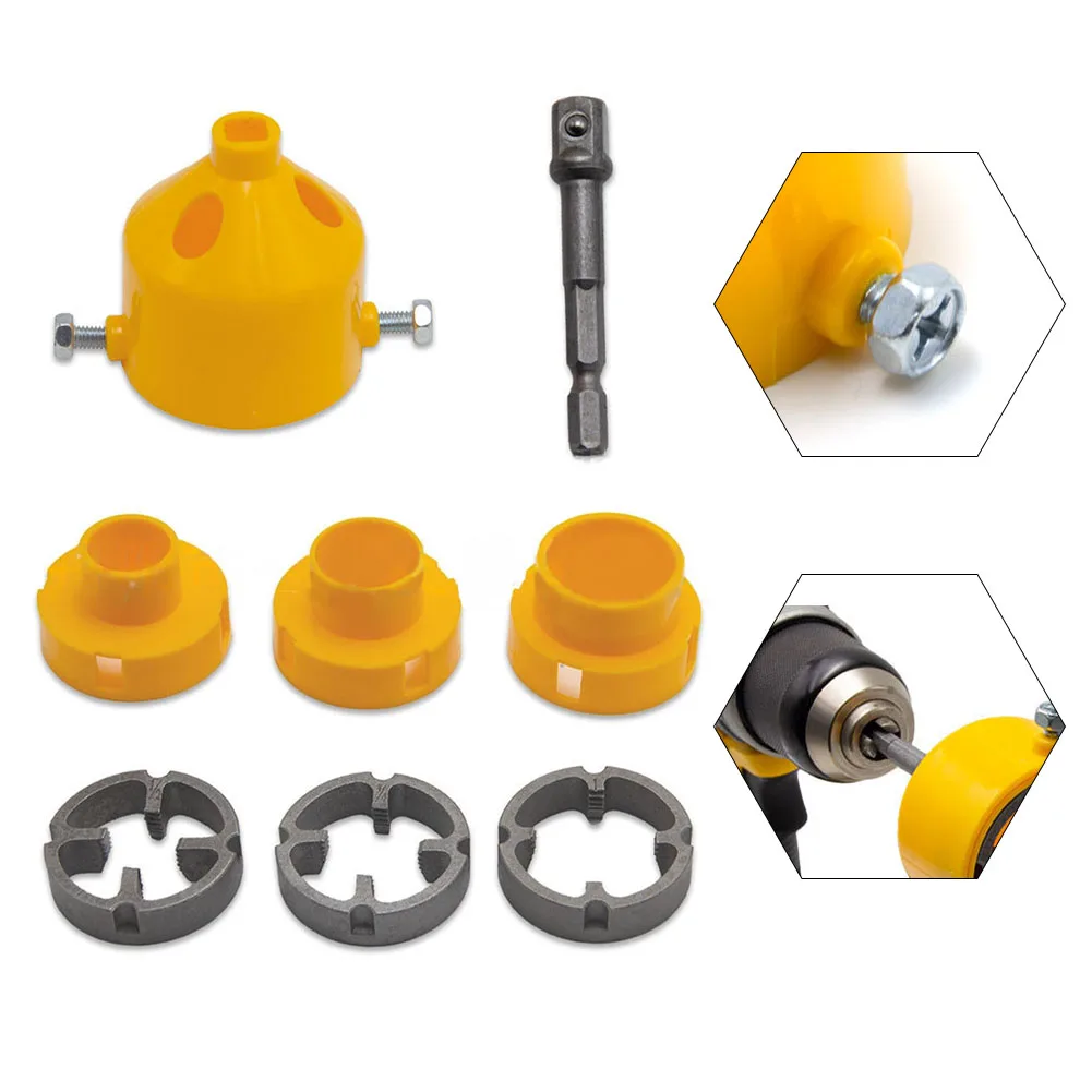 Pulverizer Pipe Thread Dies PVC Pipe Threader Kit 3 Thread Sizes Included Burr-Free Cutting Edge For Electric Drills