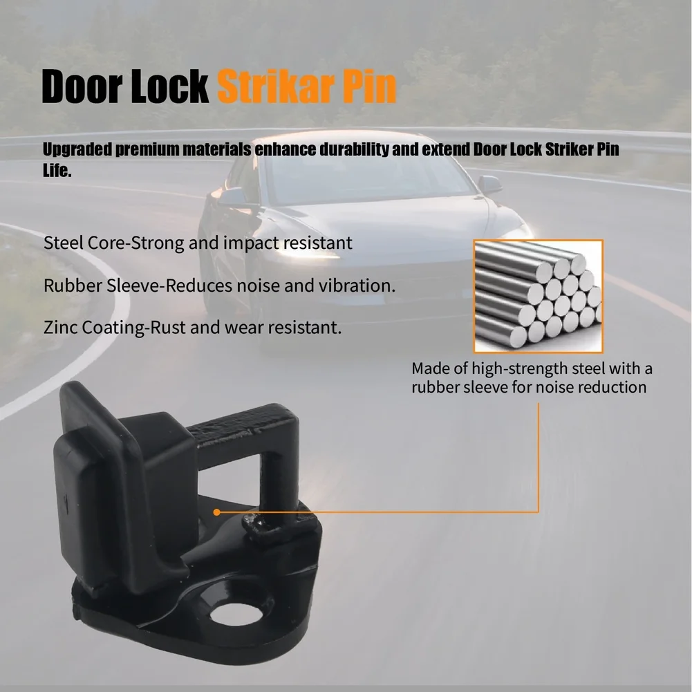 Side Door Latch Door Lock Strike Pin Vibration Dampening Steel Core Construction Zinc Coating Protection For Ford F150 1999-2016