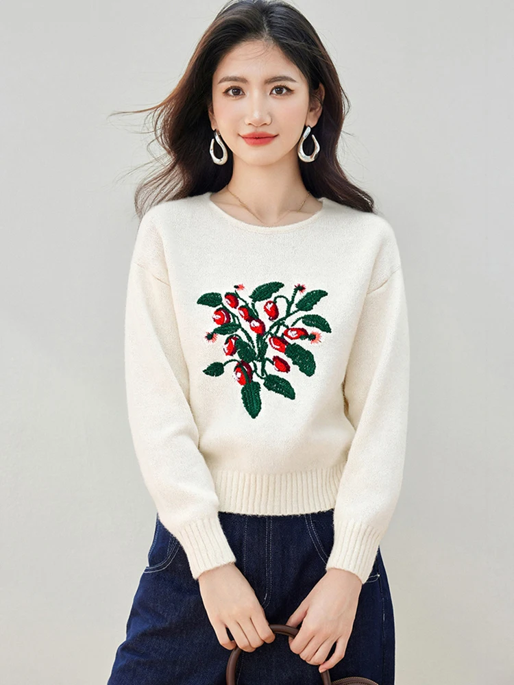 المرأة المطرزة زهرة البلوز طويلة الأكمام محبوك سترة لخريف شتاء المرأة الجديدة تنوعا سترة غير رسمية S202