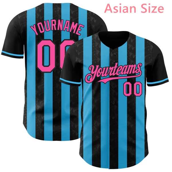 Personalized Striped Black Baseball Jersey Custom Name Number Quick Dry Polyester Baseball Shirt Street Casual Asian Size Tops