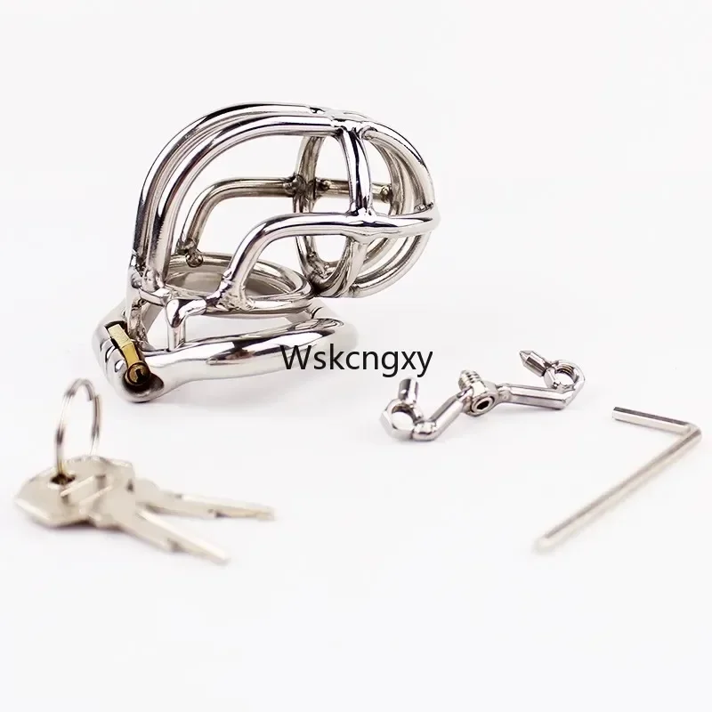 Stainless Steel Male Chastity Device Curve Chastity Cage Spike Ring Metal Penis Lock BDSM Sex Toys For Men