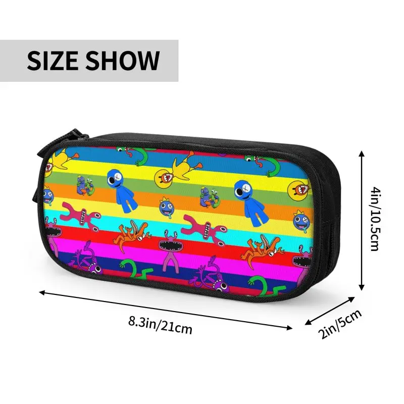 Custom Super Colorful Rainbows Friend Cute Pencil Cases Girls Boys Big Capacity Video Game Pencil Bag Pouch Students Stationery