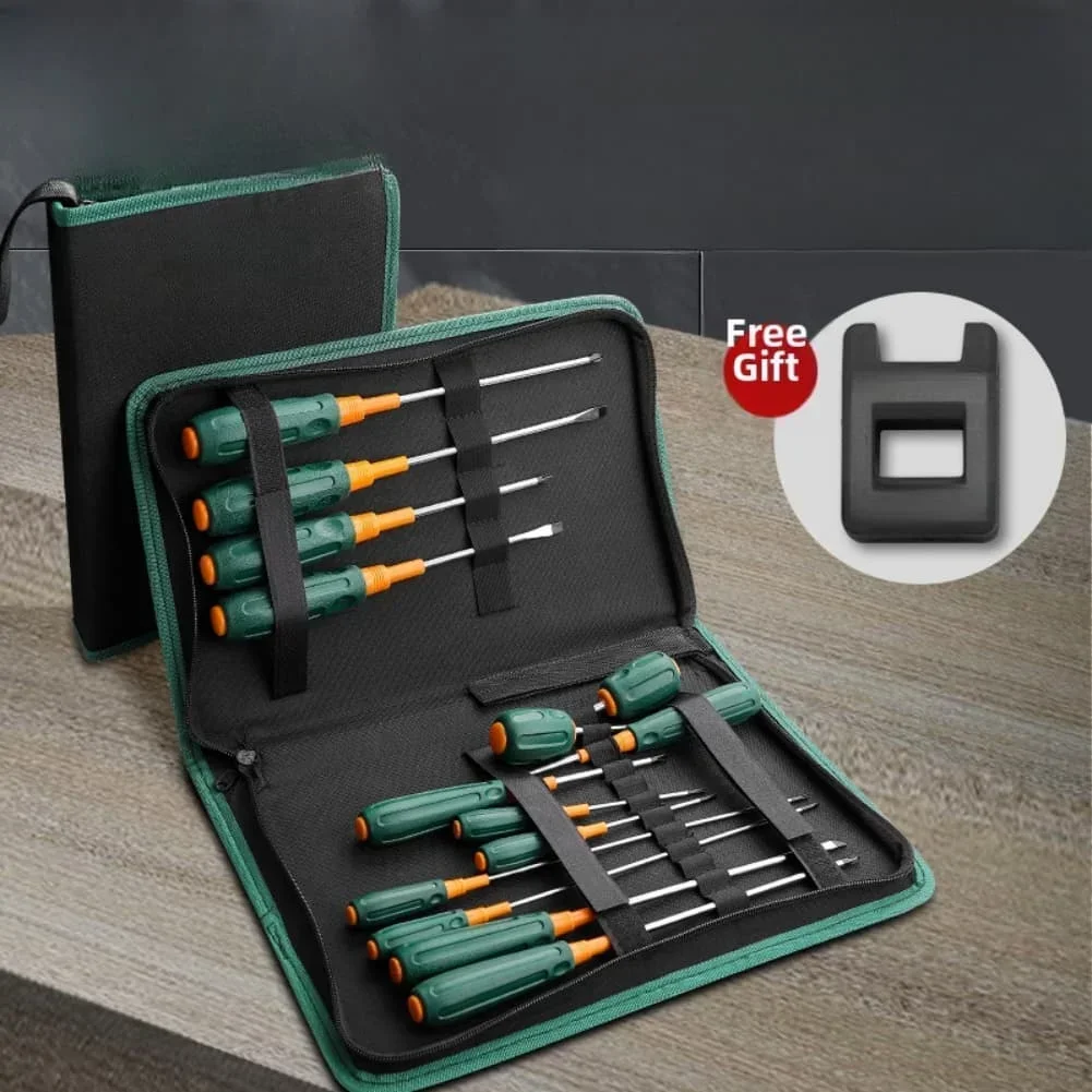 Screwdriver Set With Non-Slip Handle Flathead Cross Magnetic Tip Household Tools For Automotive And Home Appliance Repair