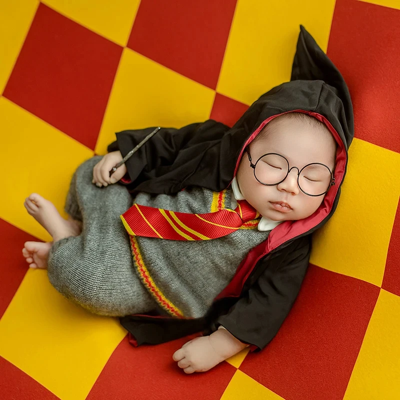 0-2 Months Baby Photography Costume Magician Creative Theme Clothing + Cloak Newborn Photo Props Studio Shooting Accessories