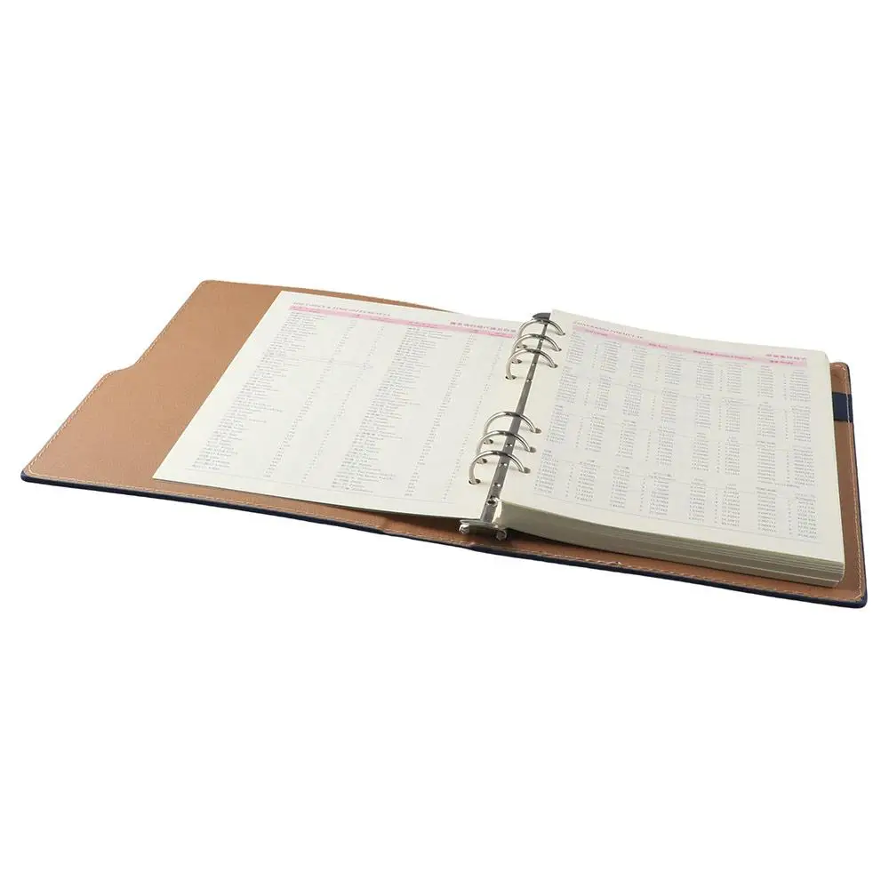 A5 Refillable Leather Notebook,Blue Hardcover Notebook Daily Planner with 6-Ring Binder for Men