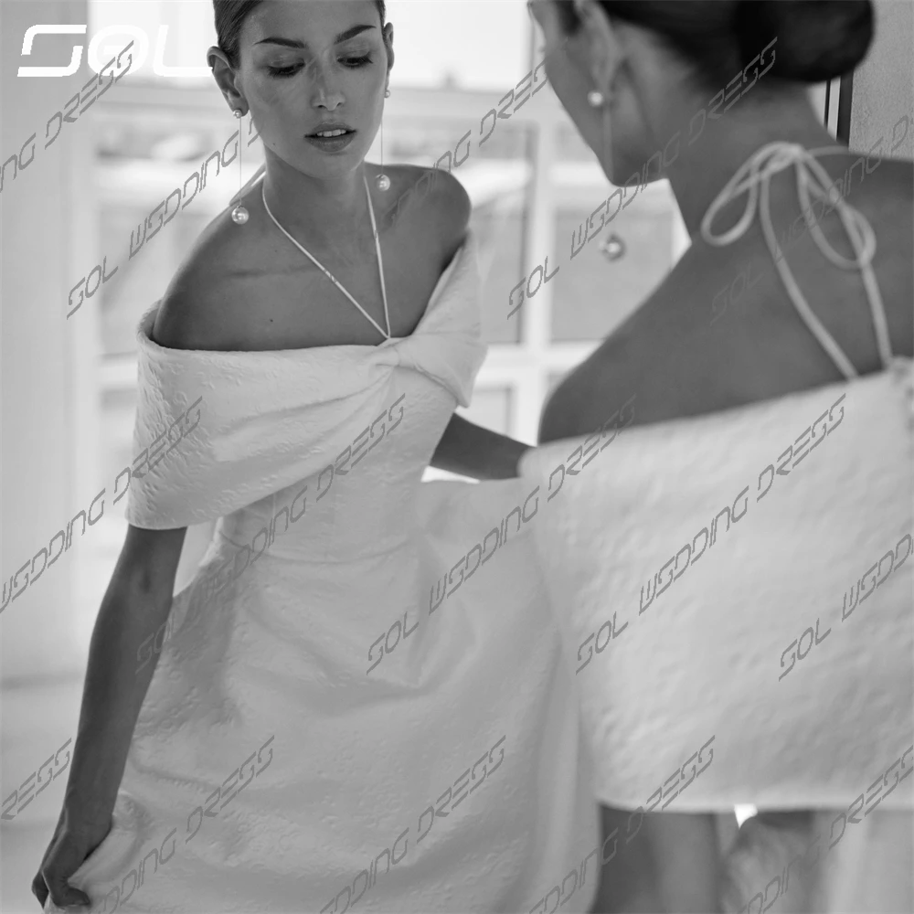 SOL-Robes de mariée dos nu A-ligne avec poignées simples, robes de mariée licou, patients élégants, hors des manches initiées, quelle que soit la robe éducative