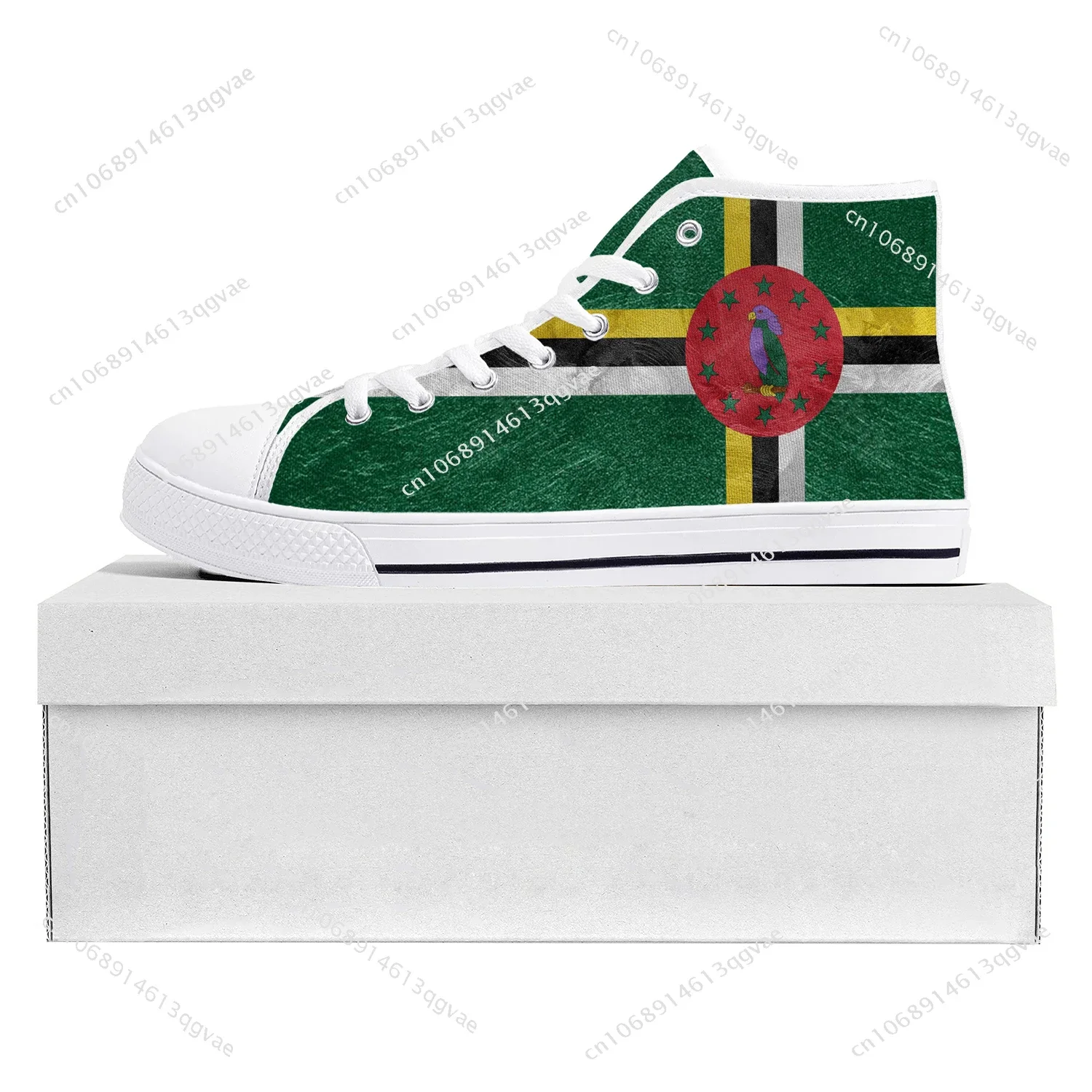 

Commonwealth of Dominica Flag High Top High Quality Sneakers Mens Womens Teenager Canvas Sneaker Casual Couple Shoes Custom Shoe