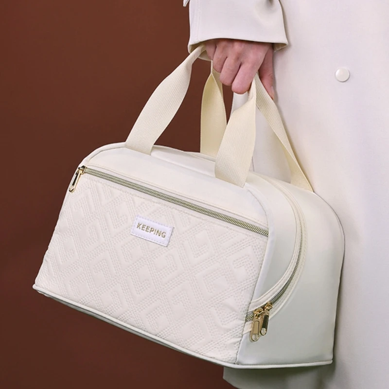 H3CB Large Capacity Insulated Lunch Bag Thermal Handbag For Work School Picnics Easy To Clean Lightweight Storage Bag