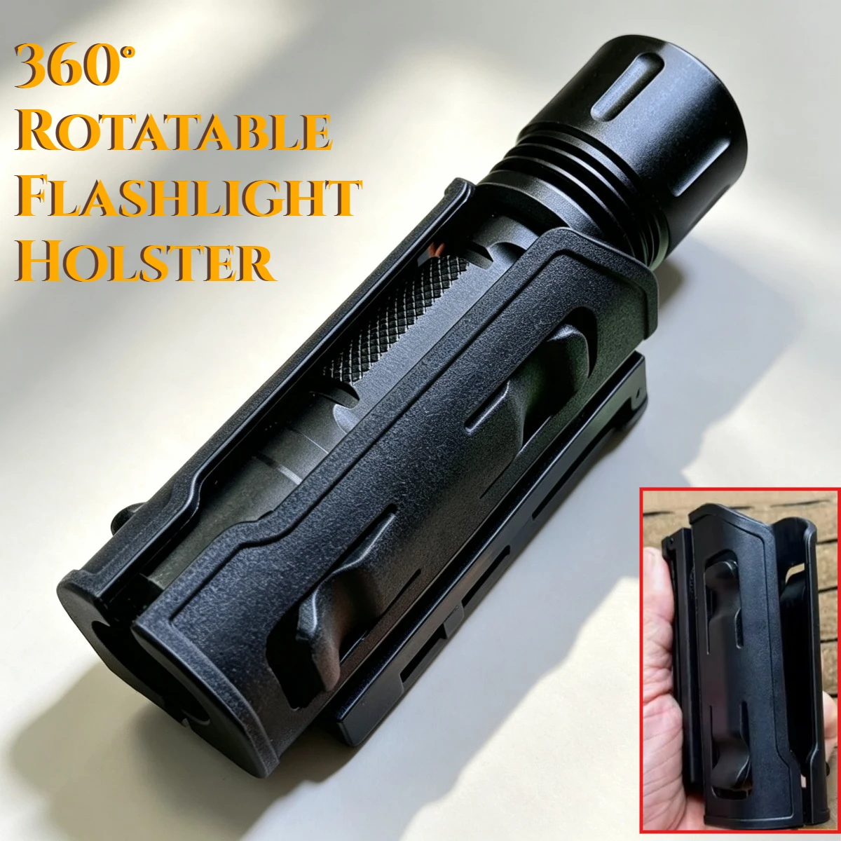 Tactical Flashlight Light Cover 360° Rotatable Flashlight Holster Universal MOLLE System Adapter Quick-Release Hunting Accessory