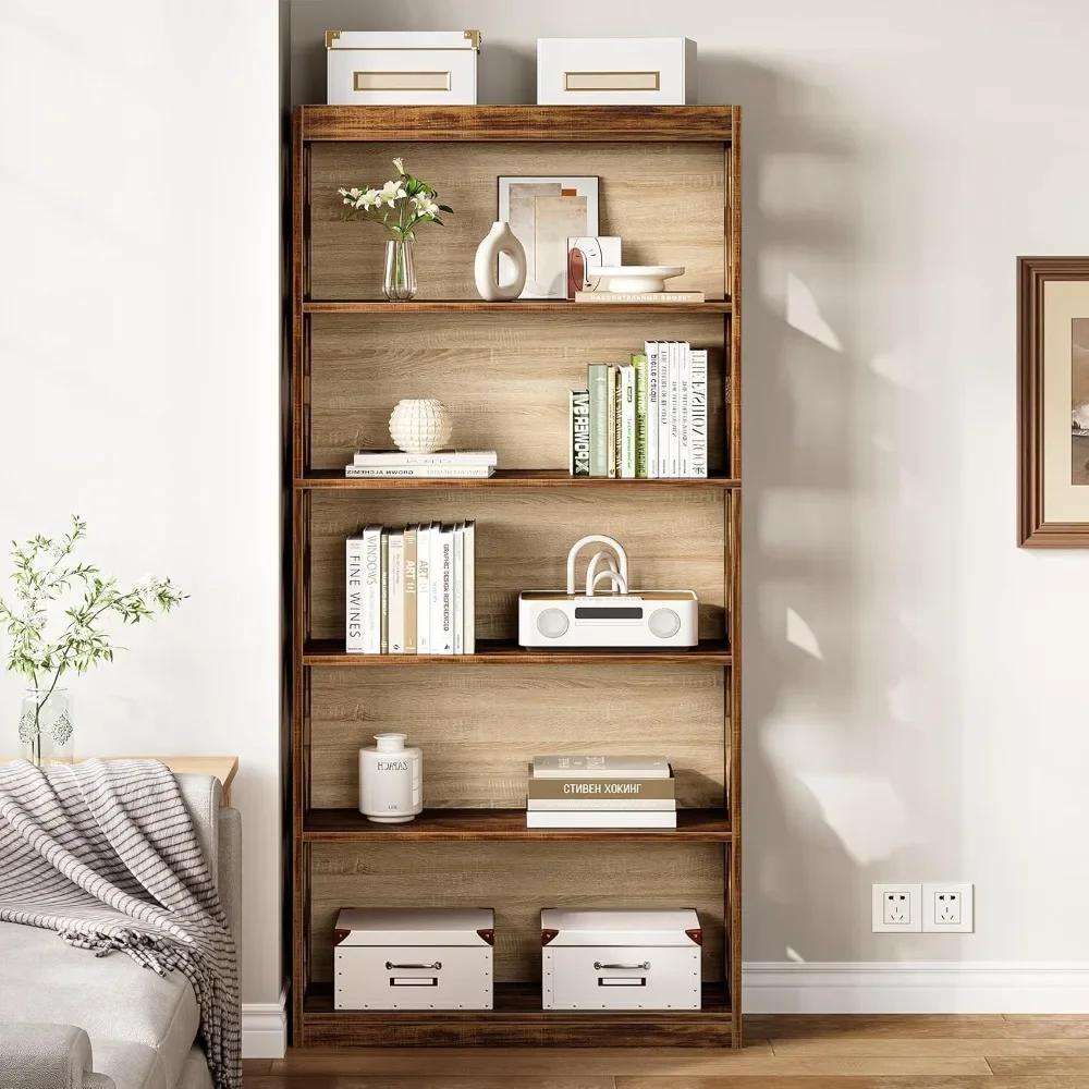 

Bookshelves, Cutout Design Vertical Bookcase, Freestanding Storage Display Shelf for Living Room, Bedroom Study Office
