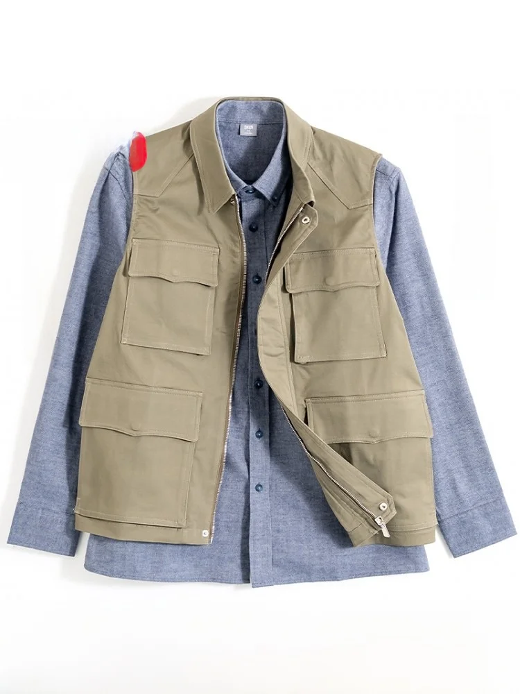 

Fall Fiing Vest for Middle-Aged And ly Men Multi-ket Faionable Urban Busin Casual Loose Fit Cotton Blend Vest