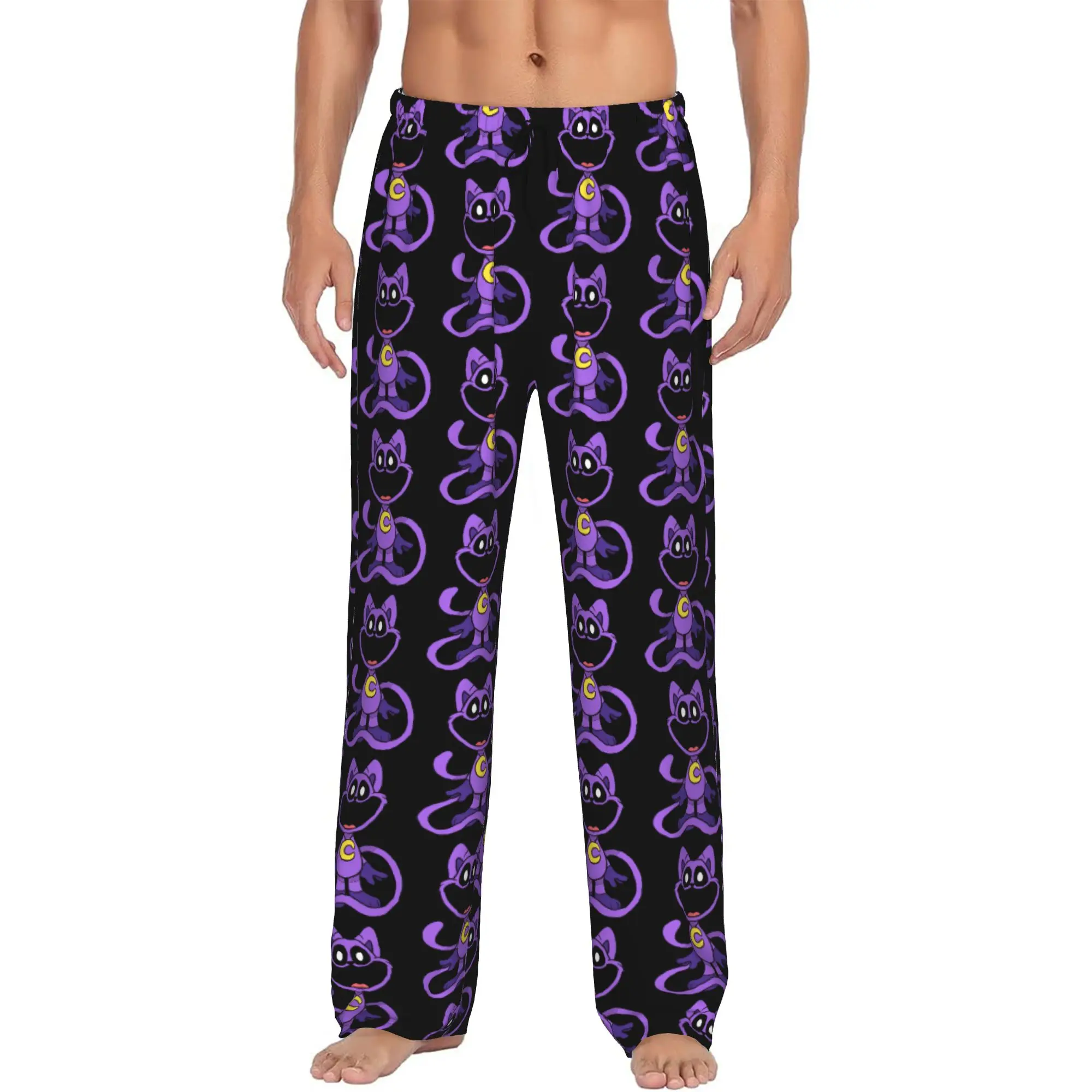 Custom Printed Men's Catnaps Bubbas Pajama Pants Anime Game Sleepwear Sleep Lounge Bottoms with Pockets