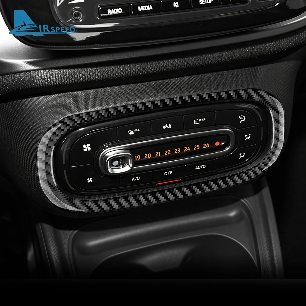Real Soft Carbon Fiber For Mercedes Benz Smart 453 Fortwo/Forfour 2016 2017 2018-2024 Car Center Control AC Panel Trim Sticker