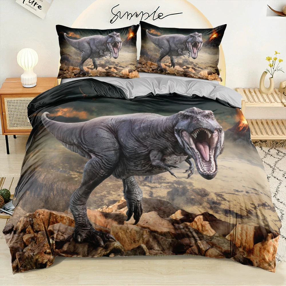 

3D Digital Howling Dinosaur Comforter Bedding Sets Gray Linens Bed Twin Queen King Size 220x240cm Duvet Covers 3pcs for Boys