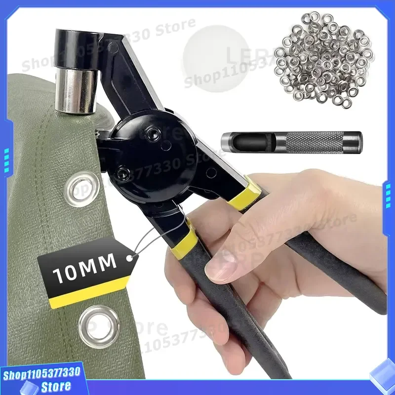 10mm Manual Leather Hole Punch Plier Portable Handheld Buttonhole Cutter Tool for Sewing Garment Bag Shoe Rivet Buckle DIY