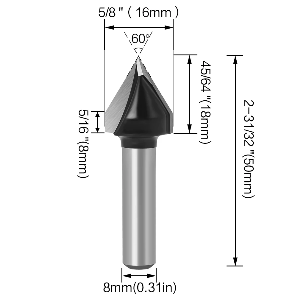 1pcs 8mm Shank60 wood router bit Straight end mill trimmer cleaning flush trim corner round cove box bits tools