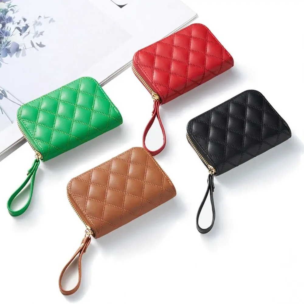 

Multi-card Coin Purse Fashion Solid Color PU Leather Card Bag Zipper Card Holder Ladies