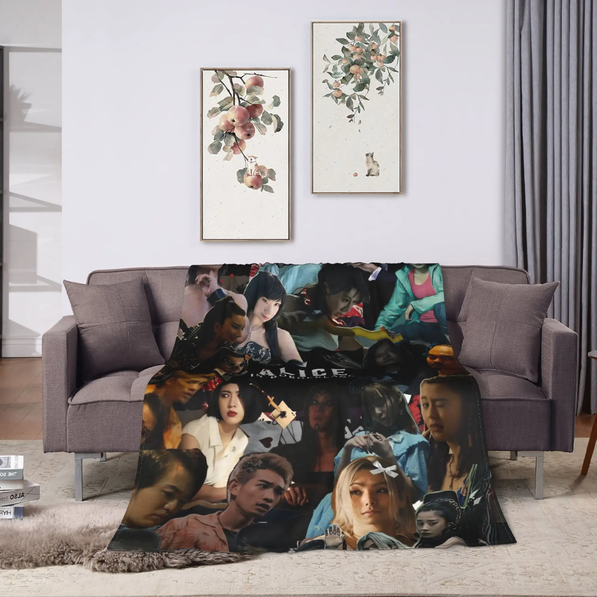 Alice In Borderlands Flannel Blanket Winter  Warm Bedding Throws for Girls Boys Couch Chair Novelty Bedspread Sofa Bed Cover