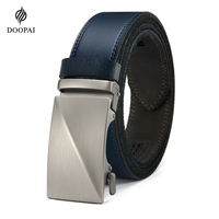 DOOPAI Men's Belt Blue Striped Belt Fashion Jeans Belt Genuine Leather Belt Automatic Buckle Belts 115cm 125cm 135cm