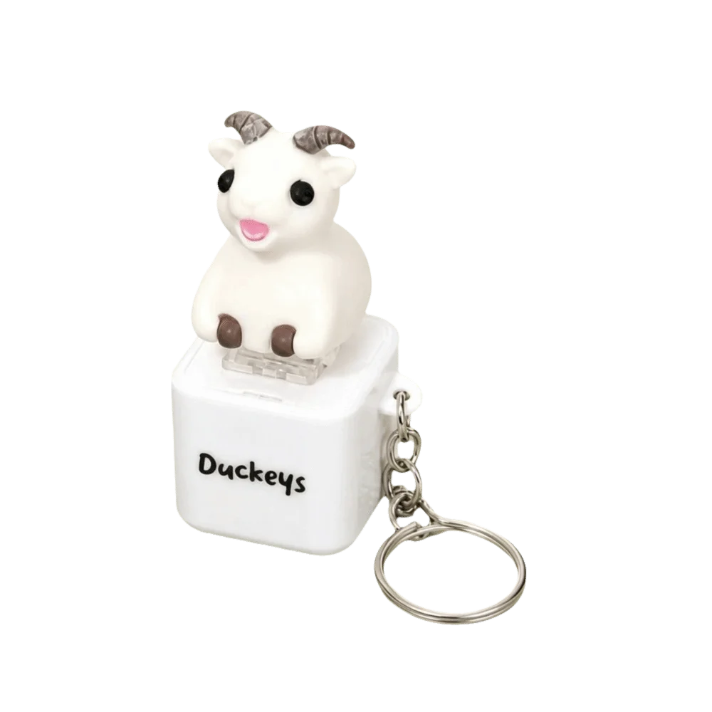 Rechargeable Fidget Button Key Chain Sounding Clicky Animal Keycap Portable Durable-ABS Sound Light Key Ring Student Gift