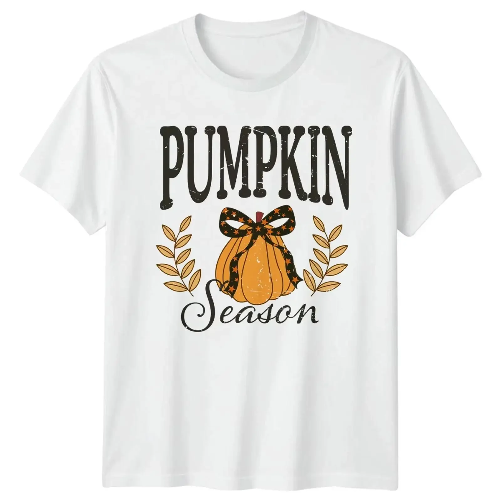Pumpkin Season Women's T Shirt Spice Halloween for Her vintage Washed designer clothes Stylish Casual graphic Slightly Soft