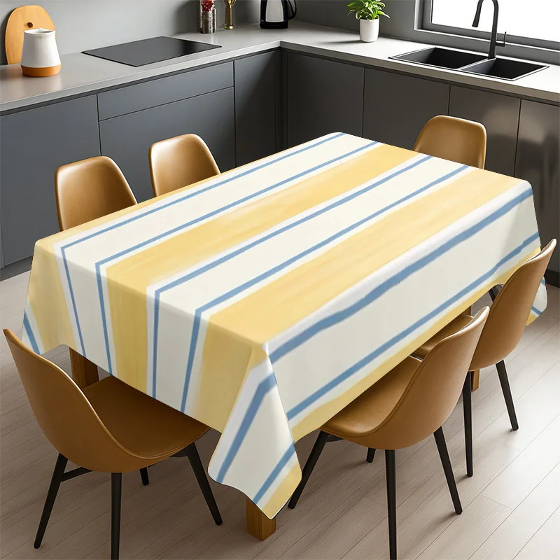 Waterproof Tablecloth for Dining Room Kitchen Counter Buffet Table Yellow Stripe Picnic Outdoor Indoor Use