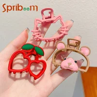 Pinza para el pelo bonita para mujer, pinzas para el pelo de aleación de oso, cereza y gato, accesorios para el cabello para niña, ropa para la cabeza de moda coreana, horquillas nuevas 2024