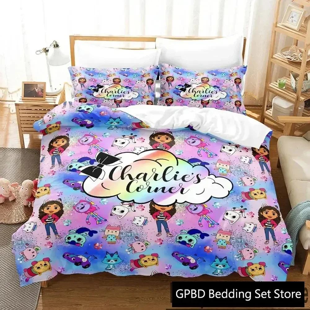 

3D Print Cartoon Gabbys Dollhouse Bedding Set Double Twin King Duvet Cover Comforter Pillowcase Boys Girls Adults Bedroom