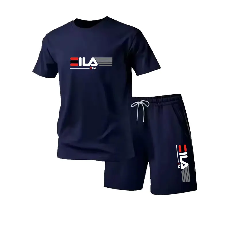 Men New Arrival Casual Printed Tracksuit, Trend Breathable Short Sleeve T-shirt & Elastic Shorts