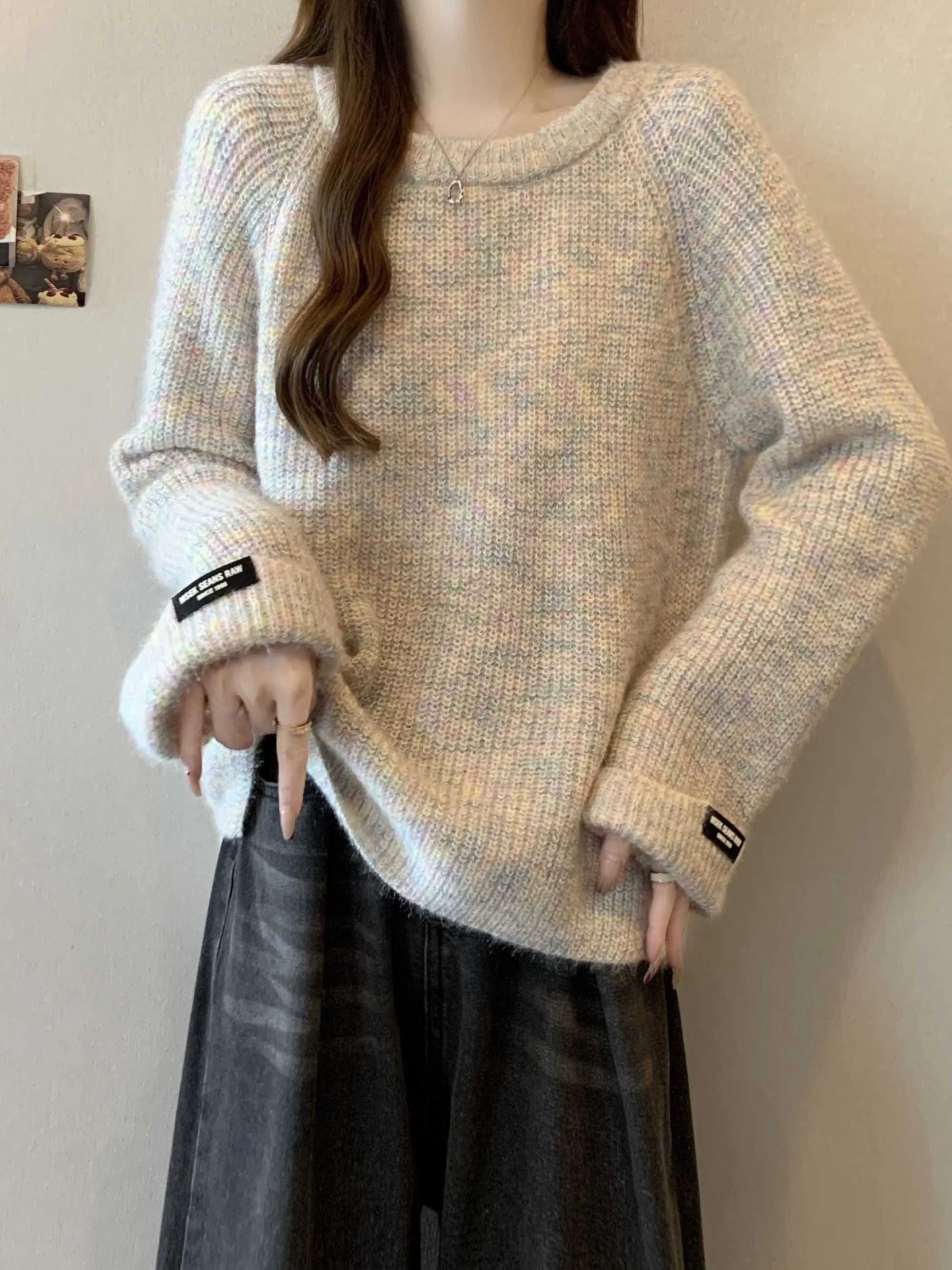 

plus Size Knitted Base Layer Sweater Women's Autumn Winter Loose oulder Top Inner Wear Comfortable Slimming Casual Sle