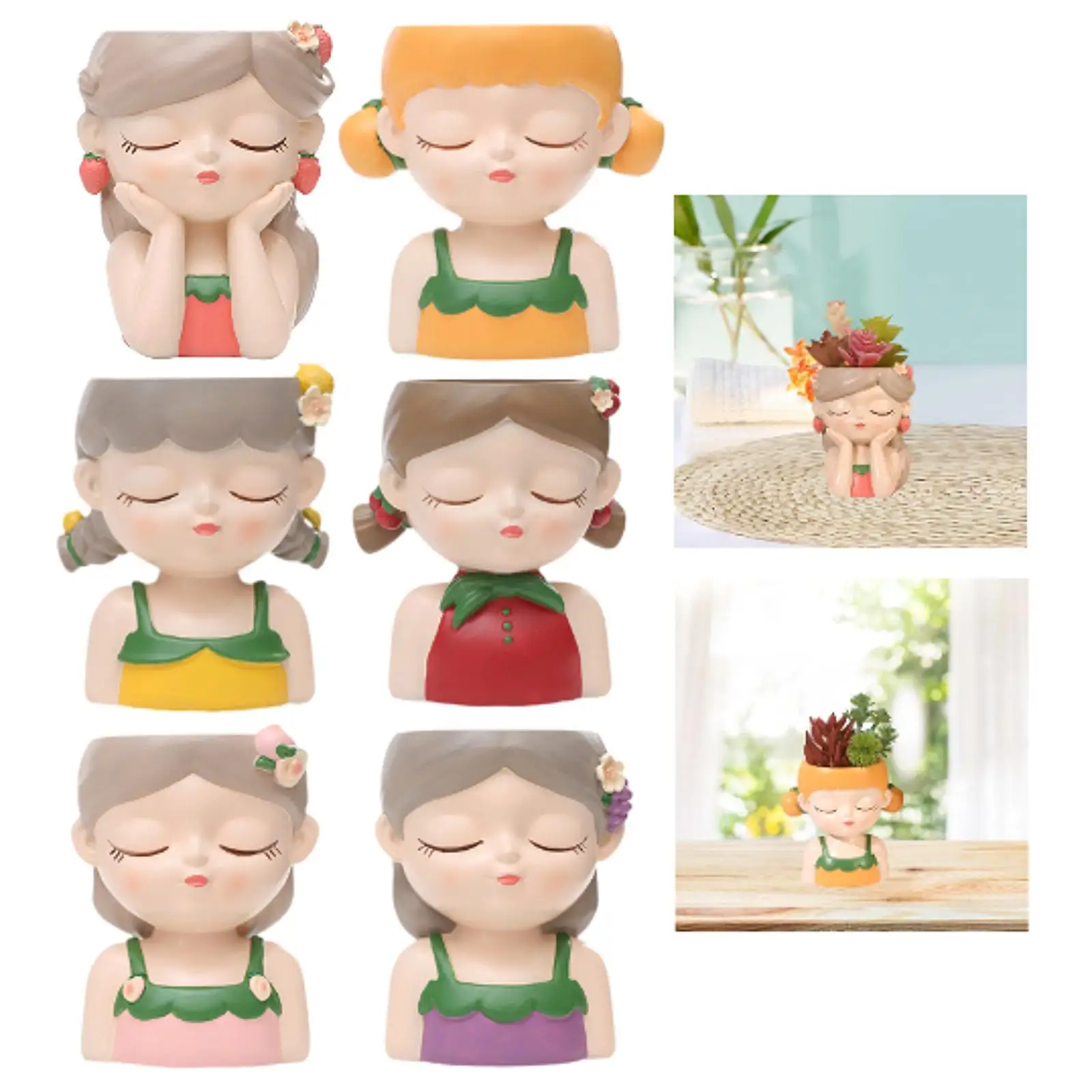 Cartoon Girl Planter Multifunctional for Balcony Outdoor Indoor Shop Window