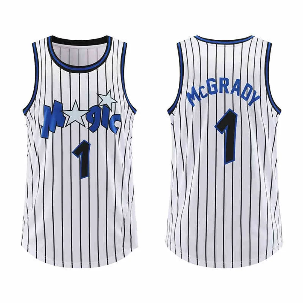 2425 Magic No.1 McGrady Men's and Women's Retro Basketball Shirt Sleeveless Pattern Shirt Men's Sweat Absorbing Sports Tank Top