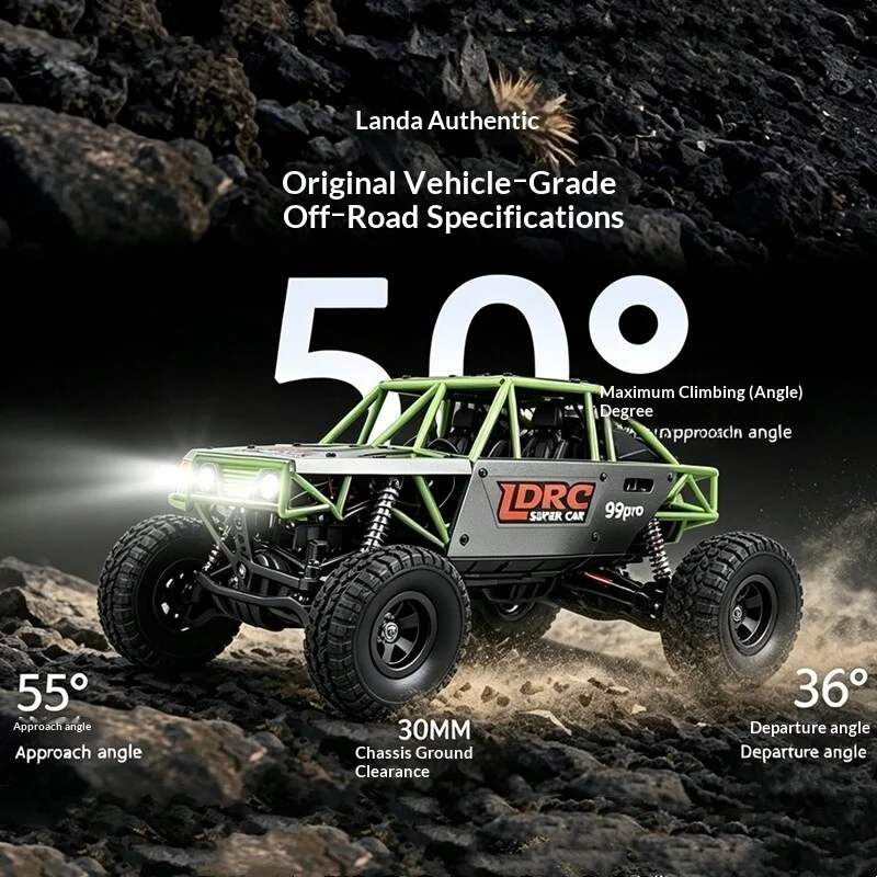 1/18 LDRC 18499 RC Car 4WD Off-road Rock Crawler LED Light Remote Control Vehicle Professional Hobby Model for Collector