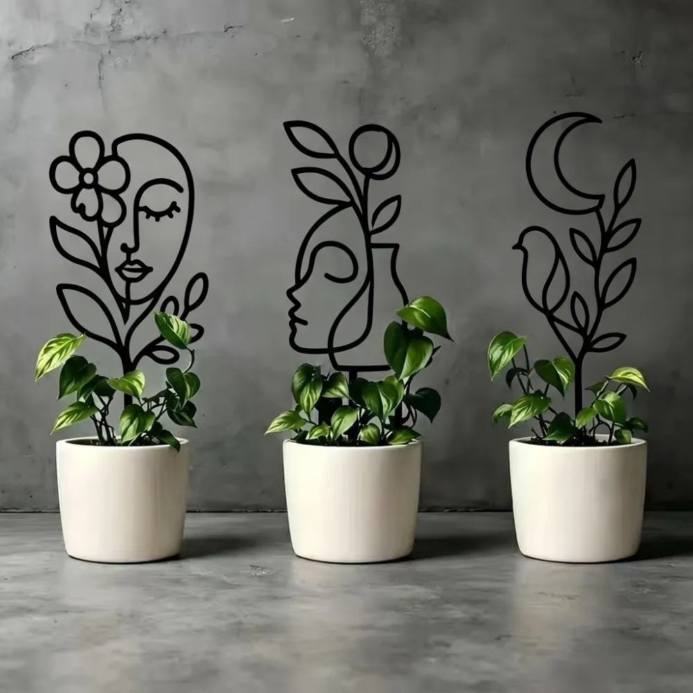 Hollow Out Character Silhouette Plant Stand Abstract Figure Strong Load Bearing Plant Climbing Trellis Abstract Line