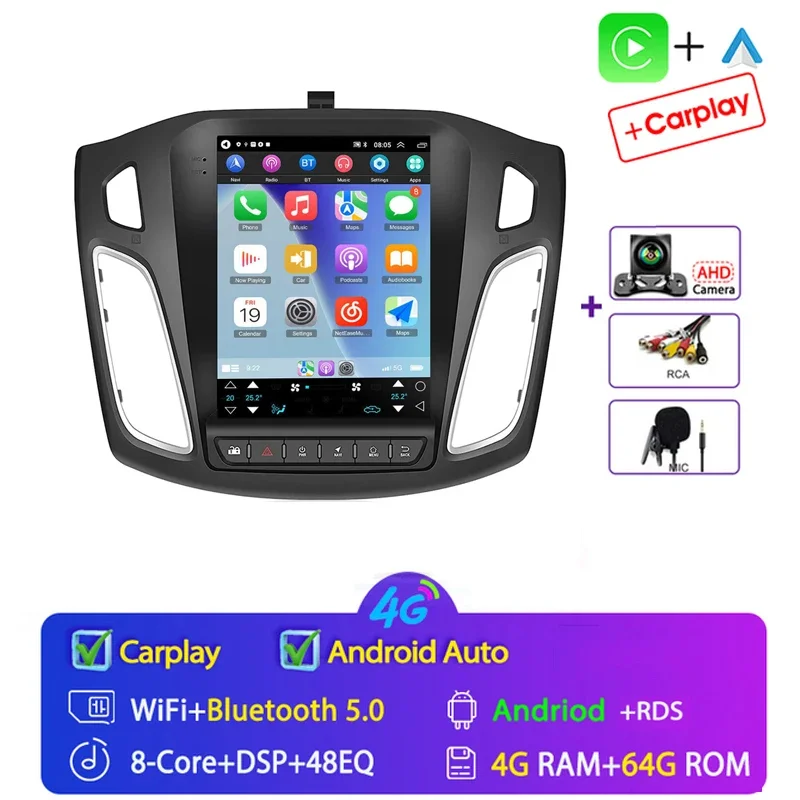 4G + WIFI Android 15 Stereo Voor Ford Focus 3 MK 3 2011-2017 2018 Auto Radio Multimedia Speler GPS 2din Carplay Auto DVD WIFI