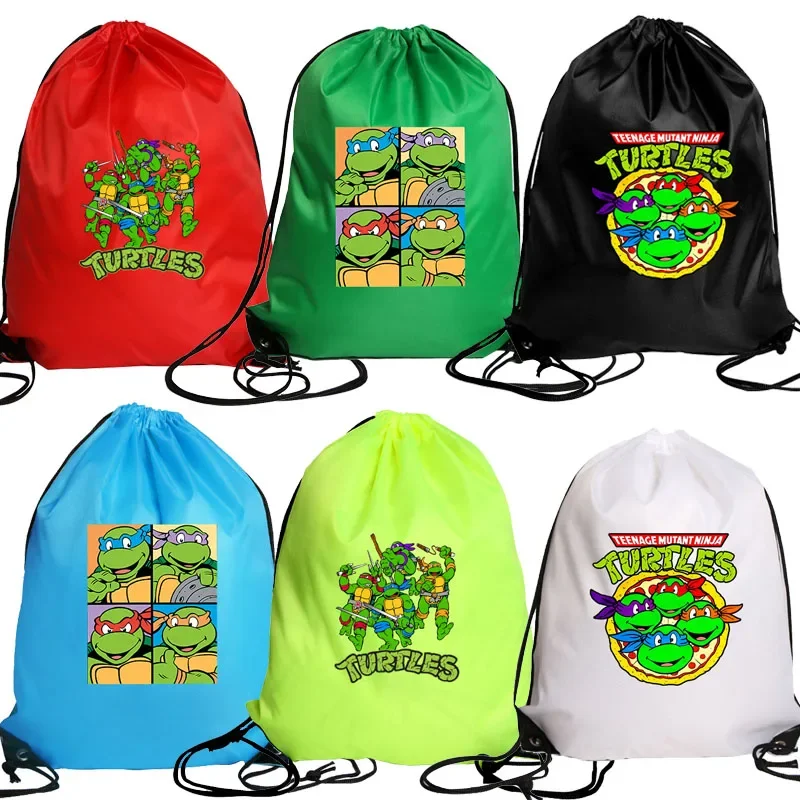 Teenage Mutant Ninja Turtles Backpacks Anime Drawstring Bag Waterproof Swim Sport Riding Pocket Portable Storage Bags Gifts