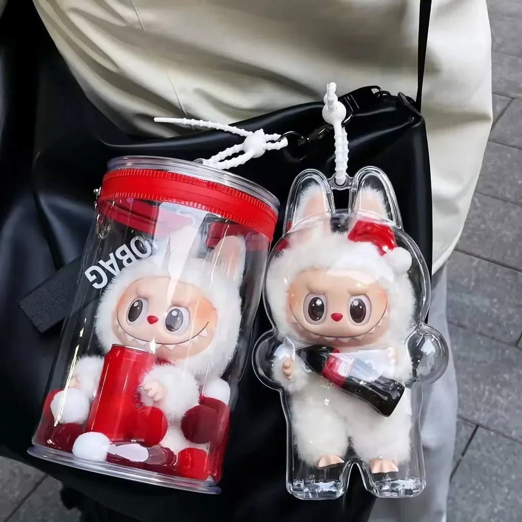 Display Bag for Coca Cola Series 15-17cm labubu V1 V2 V3 cotton doll out PVC Transparent Protective dustproof Storage Bag