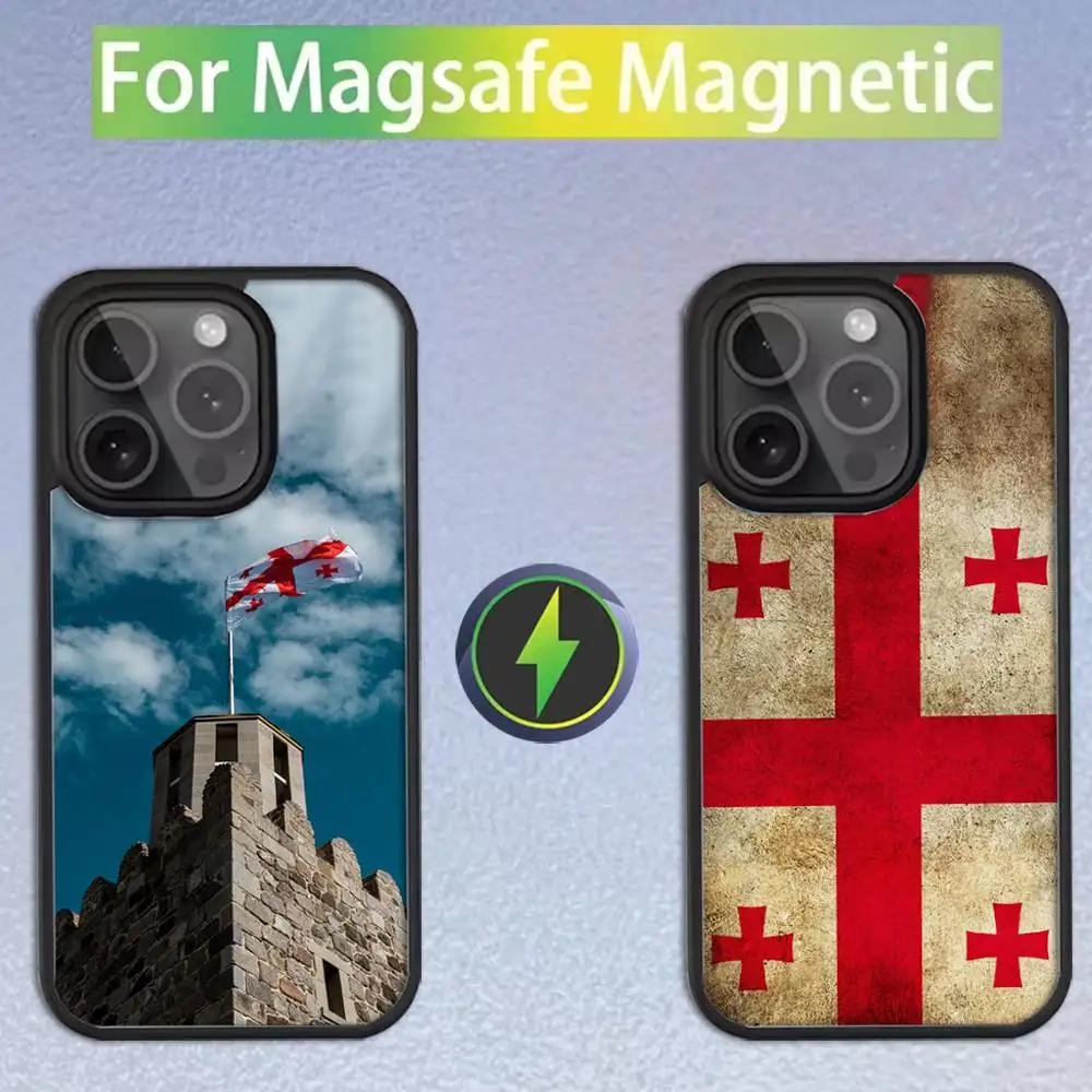 

Georgia Flag Phone Case For iPhone 16,15,14,13,12,11,Pro,Max,Plus,Mini,SE Magsafe Magnetic Wireless Charging