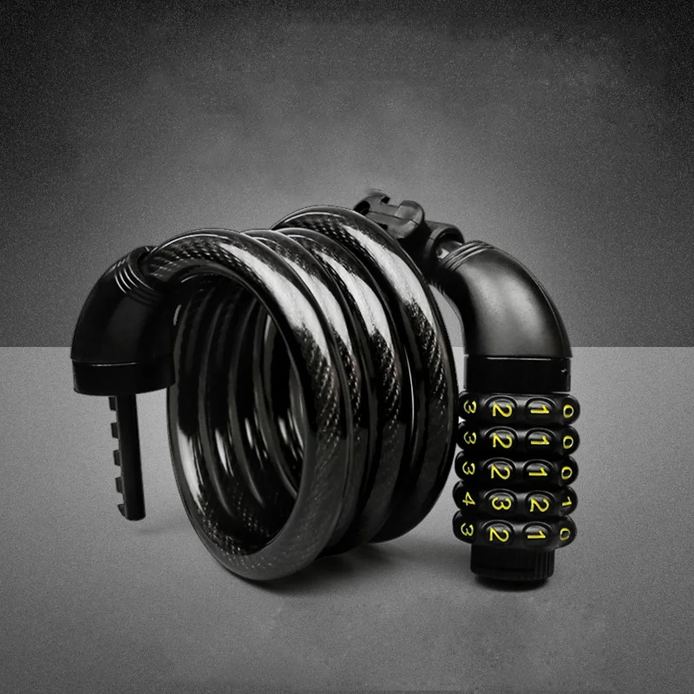 Bike Lock 5-Digit Keyless Password Lock Zinc alloy Lock Core Anti-Theft Steel Cable Lock for Motorcycle Scooter Portable Secure