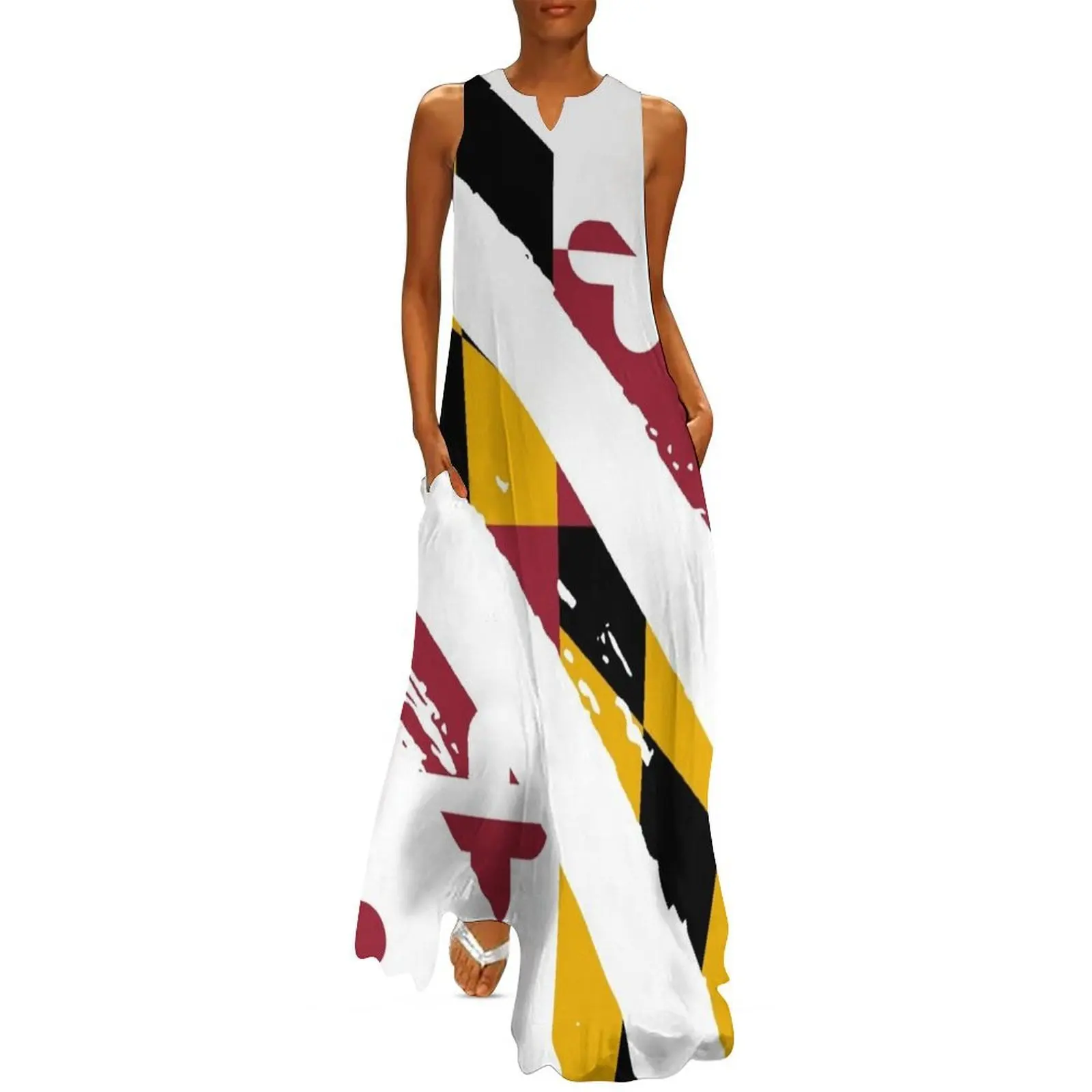 

Maryland Flag Stripes Long Dress Woman's evening dress women clothes womans clothing