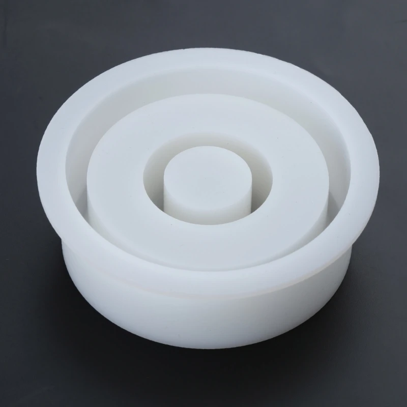 YUYU DIY Silicone Holder Mould Handmade Small Round Mirror Candlestick Mold for Teas Wax Cup for Blessing Ceremony