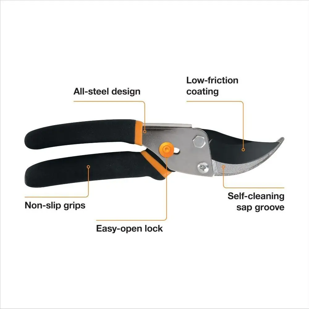 5/8-Inch Cut Capacity Bypass Pruning Shears Sharp Steel Blade Rust Resistant Garden Clippers Garden Clearance Tool