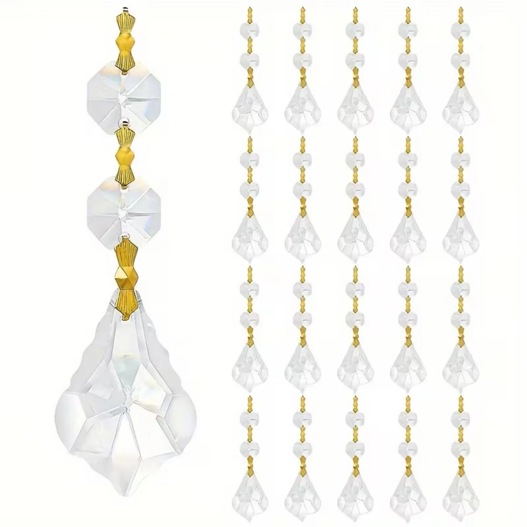 20PCS Crystal Maple Leaf Pendants - Chandelier Replacement Crystals with Butterfly Clasp, Xmas Tree Wedding Party Decoration