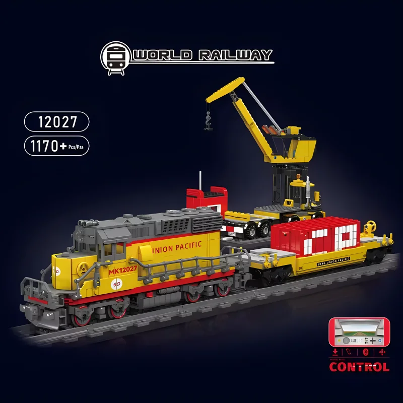 MOULD KING 12027 High-Tech EMD SD40-2 Diesel Locomotive Model Building Blocks Bricks Train Puzzle Toys Christmas Gifts For Kids